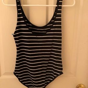 Striped black and white bodysuit sleeveless